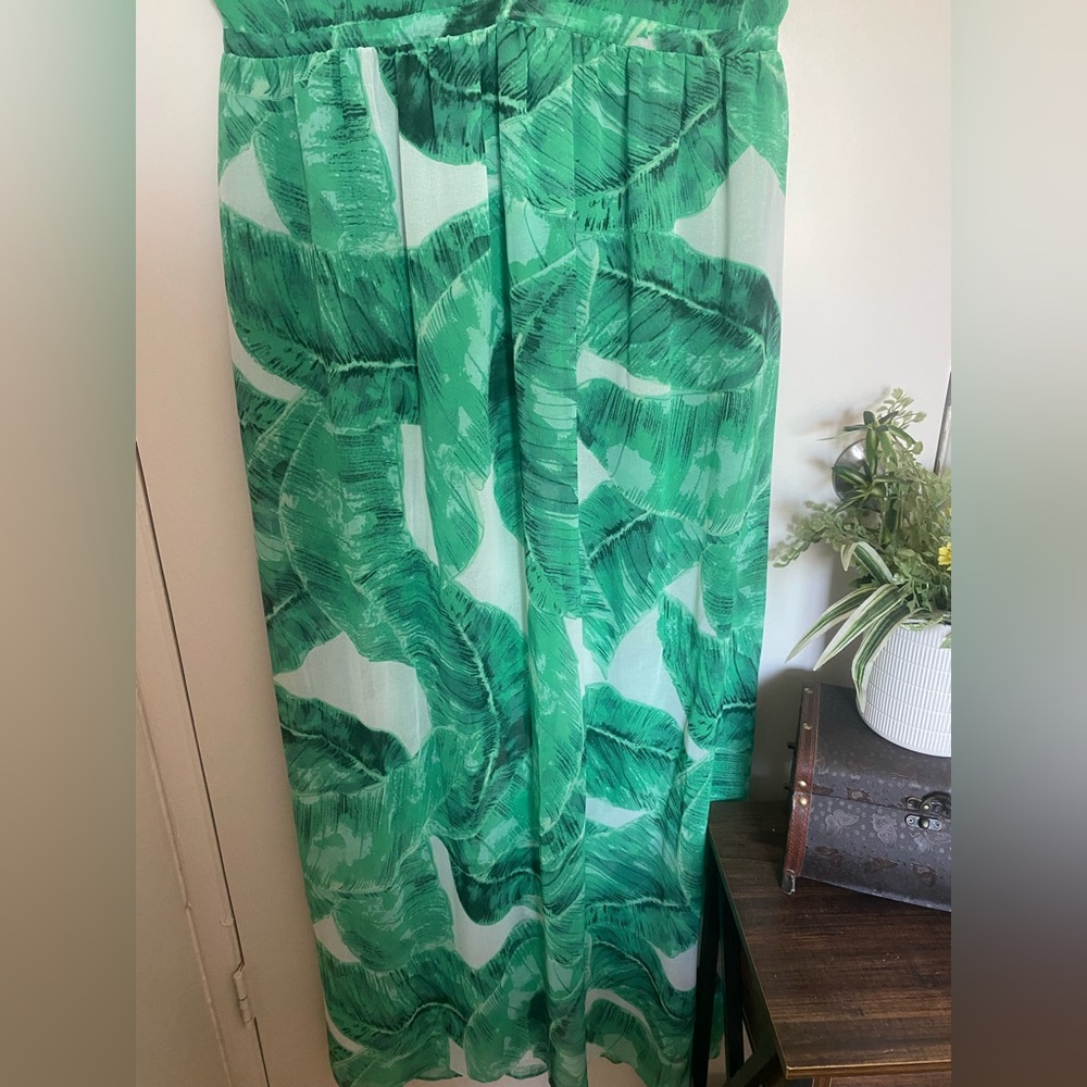 Apricot Lane Vibrant Green Leaf Dress women size‎ large - Picture 8 of 13